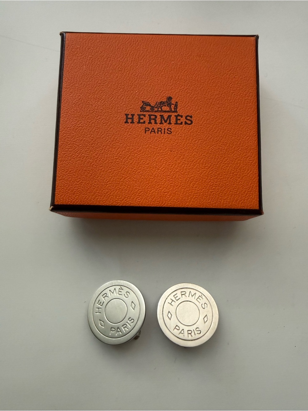 Hermès Clou de Selle Clip-On Earrings-Silver